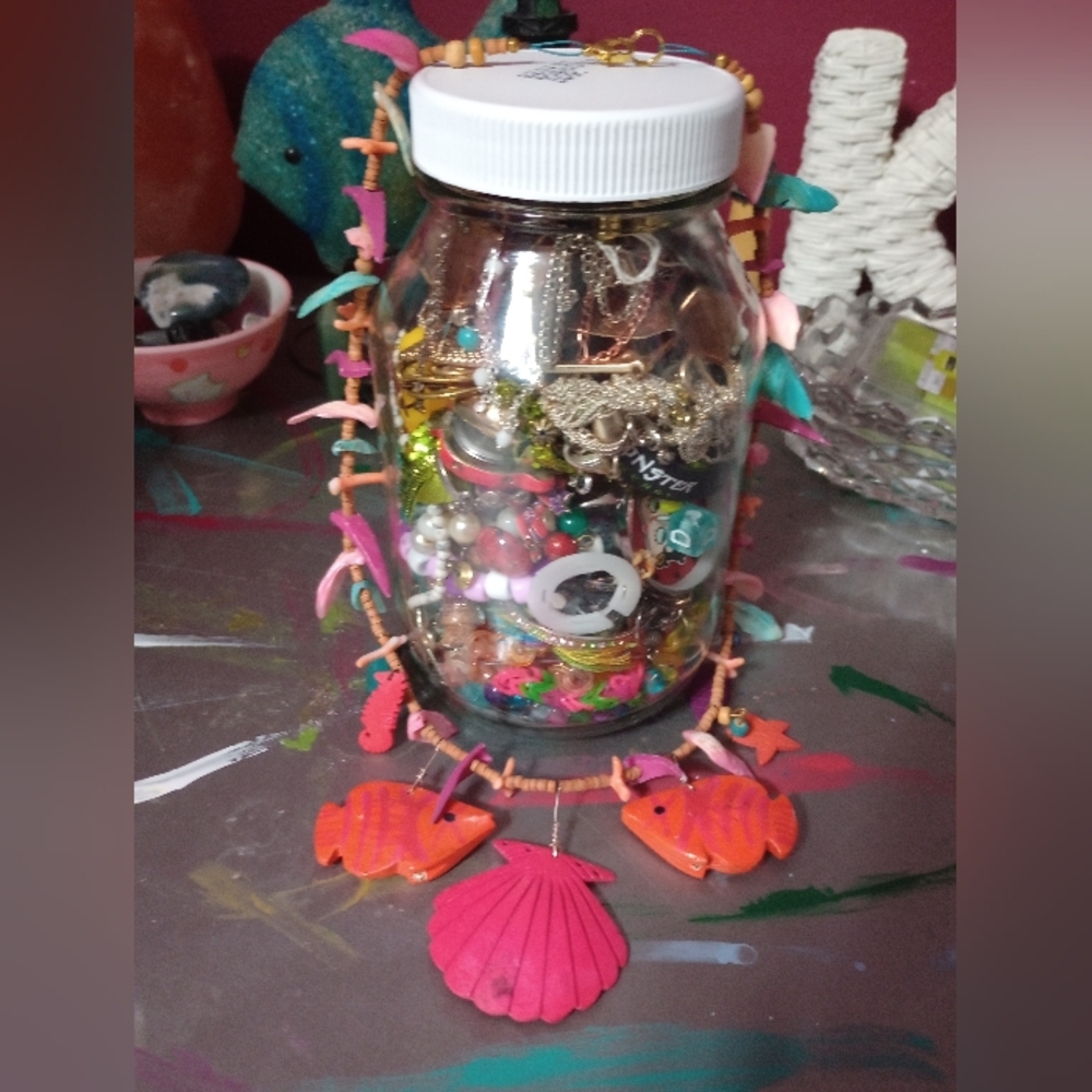 Crafty Junky Jewelry Jar + Costume Fish Necklace 🐠